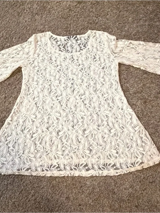 Style & Co Women’s Full Lace Boho Top With 3/4 Sleeves - Picture 9 of 9